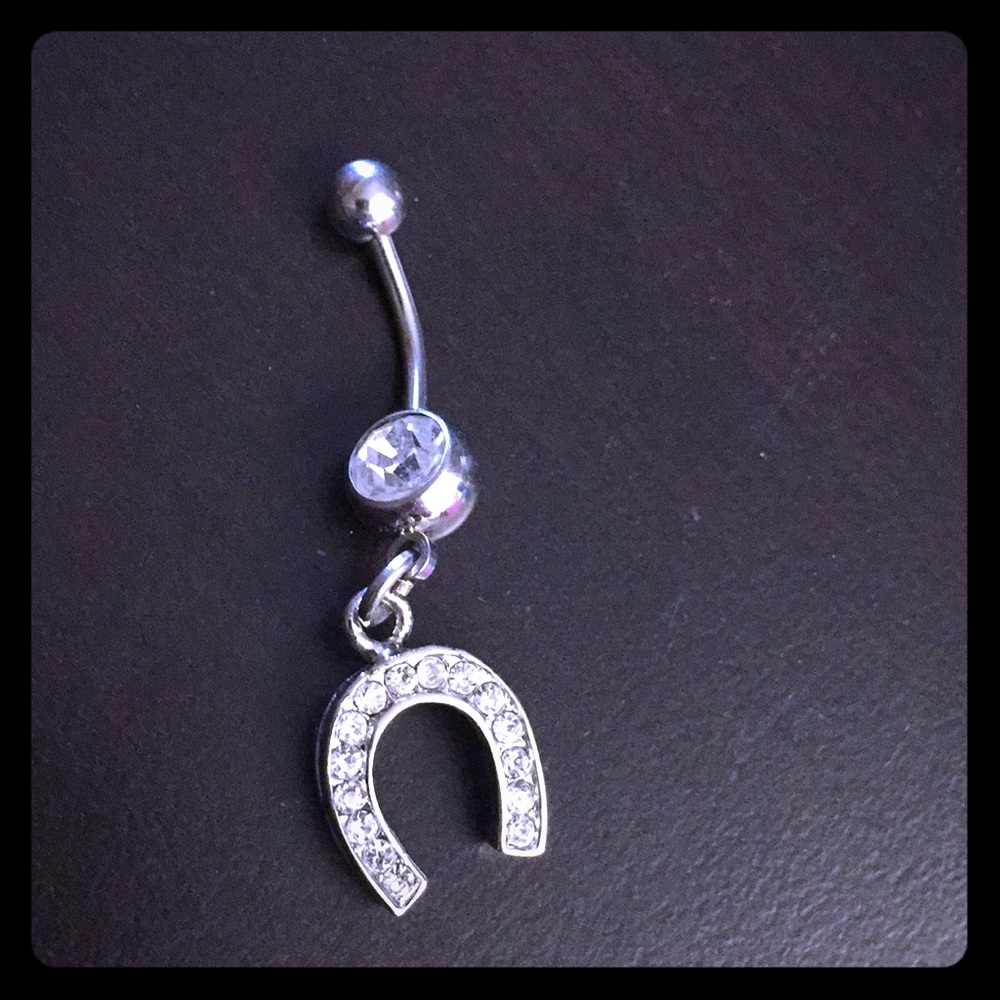 Lucky Horseshoe Dangle Belly Button Ring